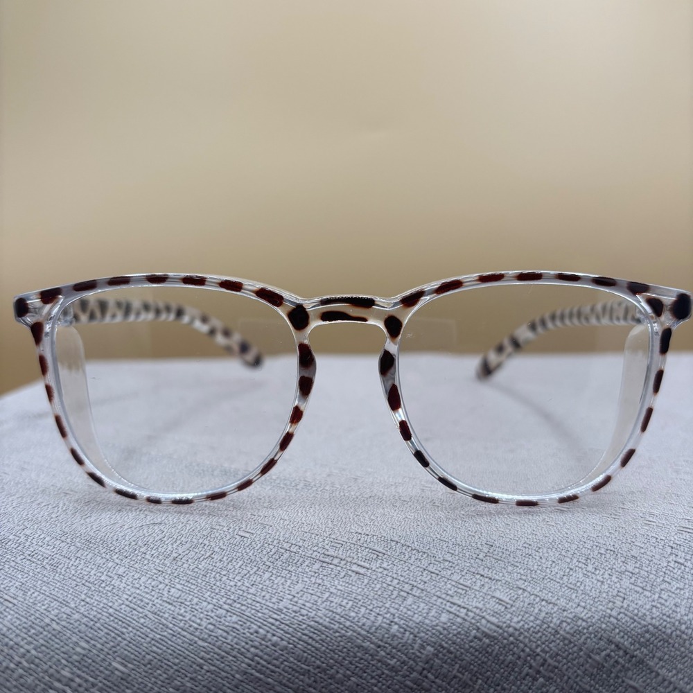 Tortoise Print Clear Eyeglass Frames with Side Shields Women